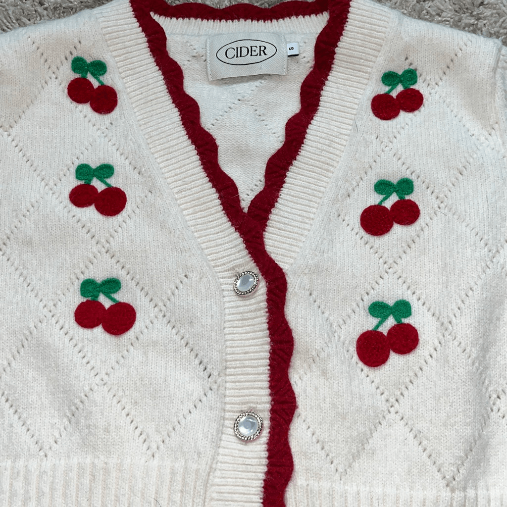 CIDER- Cherry Decorated Lace Cardigan S | eBay