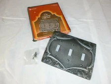 NOS Vtg Amerock Monterey Triple Toggle Switch Plate Antique Silver C6286-AS Goth