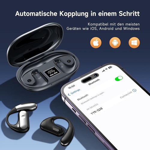 Bluetooth Kopfhörer, In ear Kopfhörer Bluetooth 5.3 Sport Schwarz - Bild 11 von 13