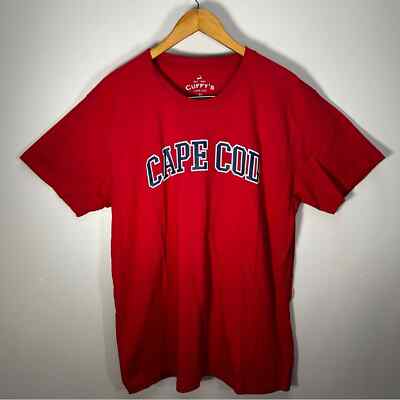 Cuffy s Red Cape Cod Spell Out Cotton Short Sleeve T-Shirt Size XL