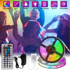 65FT Flexible 5050 RGB LED SMD Strip Light Remote Fairy Lights Room TV Party Bar