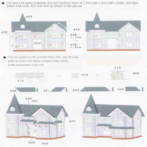 Puzzle 3D Kit Di Montaggio Per Casa Delle Bambole Fai-da-te, Blue House - Foto 7 di 7