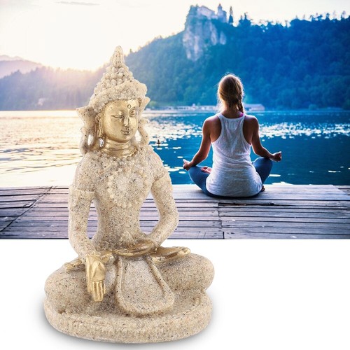 Large Sitting Buddha Garden Outdoor Indoor Carving Statue Gold Ornament Decor - Picture 2 of 16
