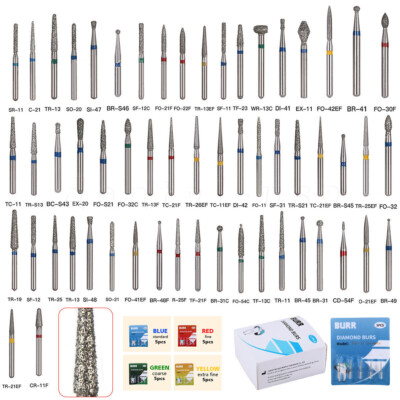 50PCS SANDENT Dental Diamond Burs High Speed Handpiece Friction Grip 1.6mm