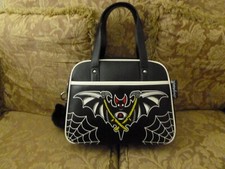 Sourpuss Large Bowler Handbag   New Nos  2018  Bat And Web On Front  
