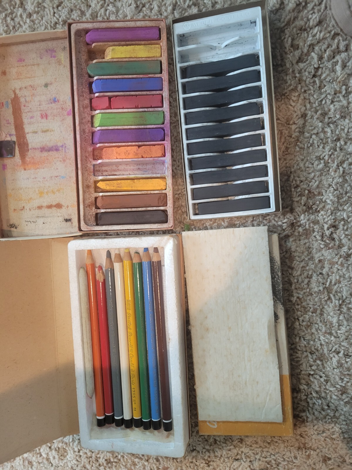 Vintage Art Supplies Lot Conte A Paris Pastel Pencils Compressed