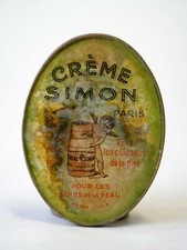 A670_Crème SIMON Specchietto pubblicitario da borsetta d'epoca 