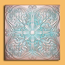 Ceiling Tiles, Glue Up, Astana Antique Copper Patina (-20" x 20") 10 Tiles Pack