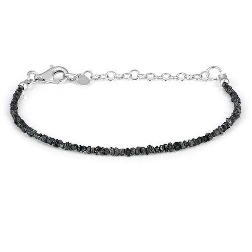 Natural Black Diamond Stone Beaded Bracelet Diamond Stone Jewelry Bracelet - Picture 3 of 5