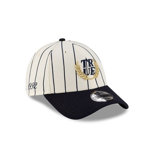 New Era 9FORTY TRUE Collaboration Pinstripe Chrome White Navy Visor 14674649 - Picture 3 of 7