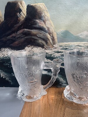 The Flintstones McDonalds Vintage 1993 Mammoth Glass Mugs Made In