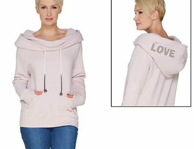Peace Love World Black Cowl Neck Hoodie 