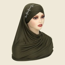 Ladies Malay Hijab Scarf Rhinestone Muslim Islam Long Turban Headband Casual