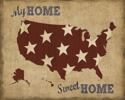 My Home Sweet Home USA Map, Sparx Studio, Art Print Poster 11'' x 14''        2495