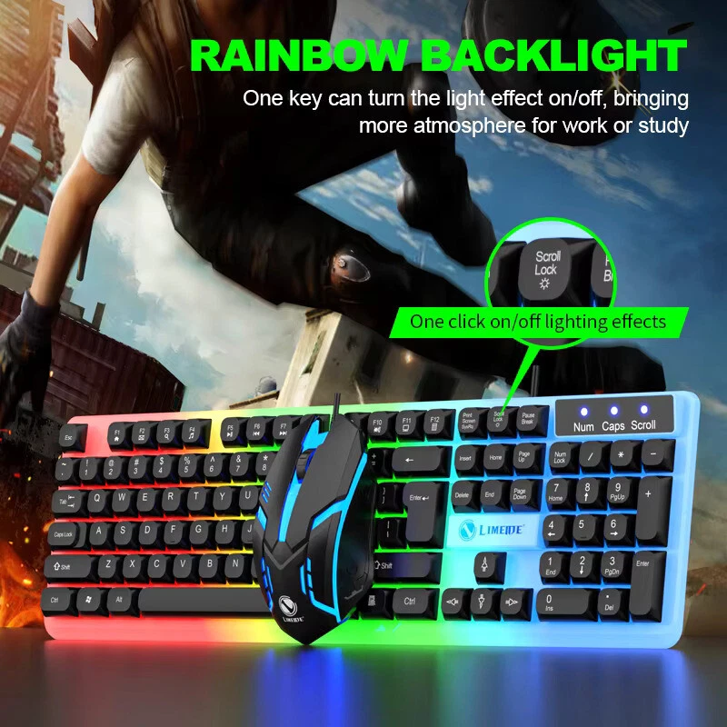 UK Gaming Keyboard Mouse and Set RGB LED Wired Set For PC Laptop Xbox One PS - Image 3 of 4