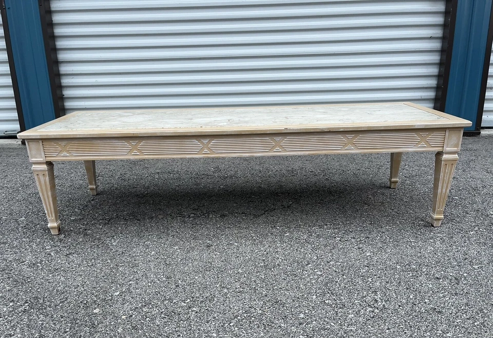 Mesa de centro vintage Henredon de mármore italiano ENVIO PARA VOCÊ - Imagem 3 de 4