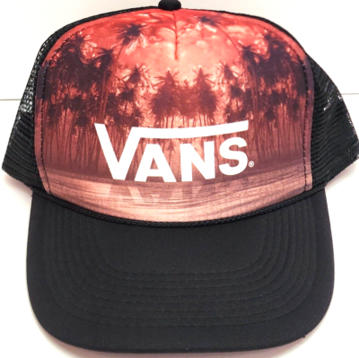 VANS OTTO COLLECTION Mesh Snapback Hat PALM TREES Tropical Black