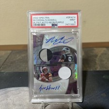 Sam Howell Matt Corral 2022 Spectra Dual Patch Auto /25 Neon Purple RC PSA 9