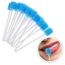 100pcs Disposable Oral Care Swabs Tooth Cleaning Mouth Swabs (Blue)