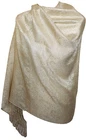 Light Gold Women's Paisley Glitter Shimmery Tonal Scarf Shawl Wrap Pashmina _PSK
