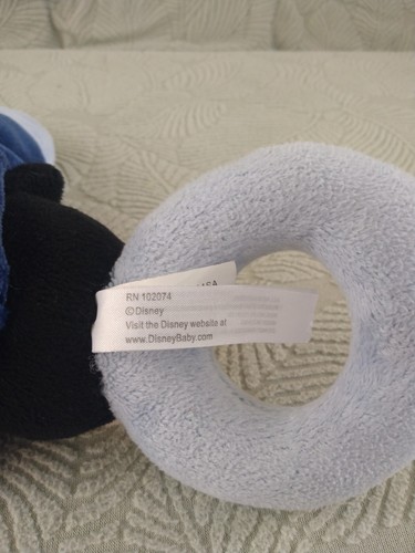 Mickey Mouse Ring Rattle Lovey 14" x 14" Blue Security Blanket Disney Baby - Picture 4 of 9