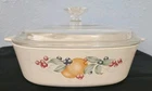 Vintage Corning Ware Abundance A-2-B 2-liter Casserole Fruit Pattern w/Pyrex Lid