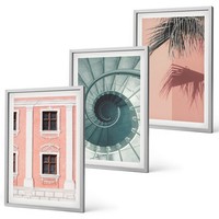 Wohnzimmer Poster Set Im Rahmen Pastellfarbene Spiralarchitektur Silber Rahmen