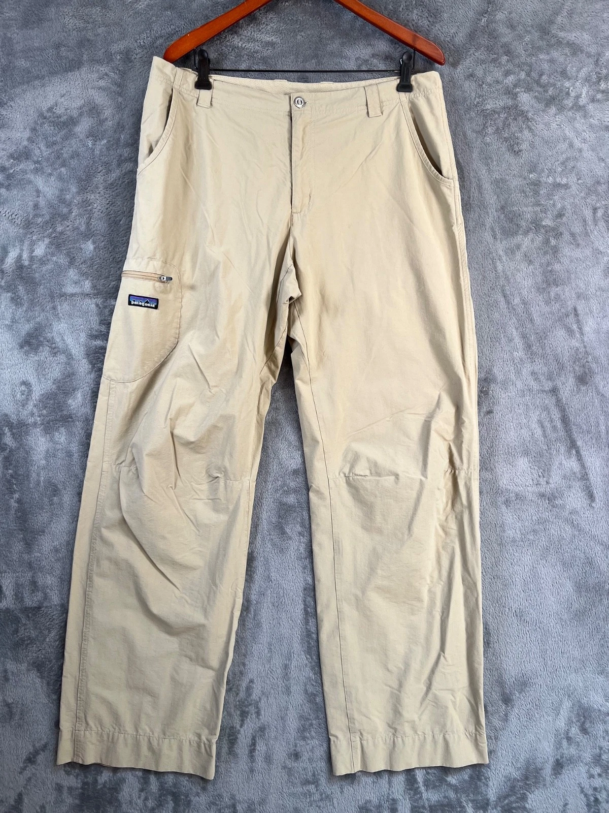 Patagonia Rock Guide Pants Mens 36x33 Beige Lightweight Stretch Hiking Fishing