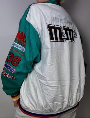Vintage M&M's NASCAR Racing Jacket JH Design Teal White Logo