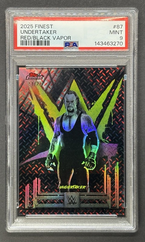 2025 Topps Finest WWE Undertaker Red Black Vapor Refractor /15 - PSA 9 Mint