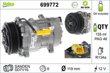 VALEO Kompressor, Klimaanlage 699772 für CITROËN FIAT LANCIA PEUGEOT