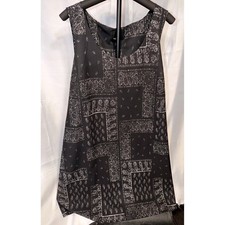 Simply Vera Vera Wang XL Black Paisley Sleeveless Shift Dress Lined Chic Style