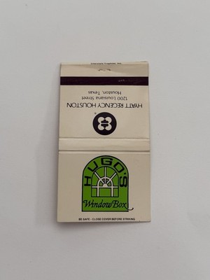 Hugos Window Box Hyatt Regency Houston Texas Vintage Matchbook Cover 79