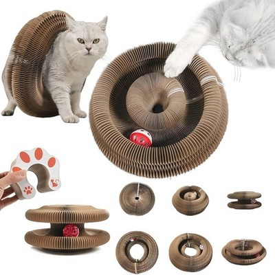 Katzenspielzeug 2in1 Kratzbrett Kitten Glocke Faltbar Kratzfest Langlebig DHL