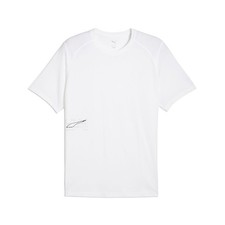 PUMA Run Graphic Mesh Crew Neck Short Sleeve Athletic T-Shirt Mens White Casual