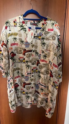 ESPN Zone Men s XXL Hawaiian Shirt Short Sleeve Sports Center NFL NBA Rayon NWT