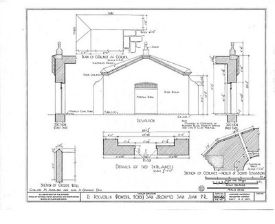 San Juan Puerto Rico Fortin de San Jeronimo Powder House 1900s HABS drawing
