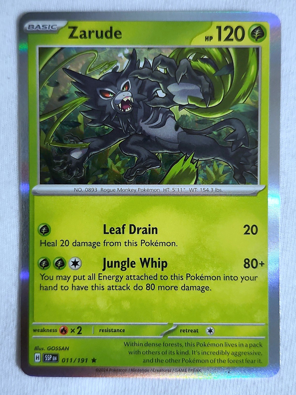 Zarude #11/191 Sv:08 Surging Sparks Rare Holo Pokémon TCG 
