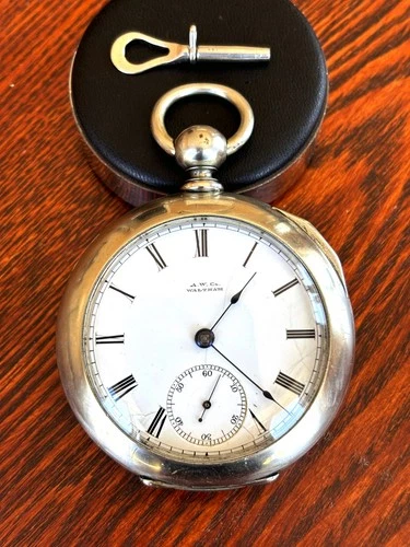 Huge 1884 Waltham Broadway 18 Size 7J Key Wind/Set Deuber Case W/Key Runs Strong