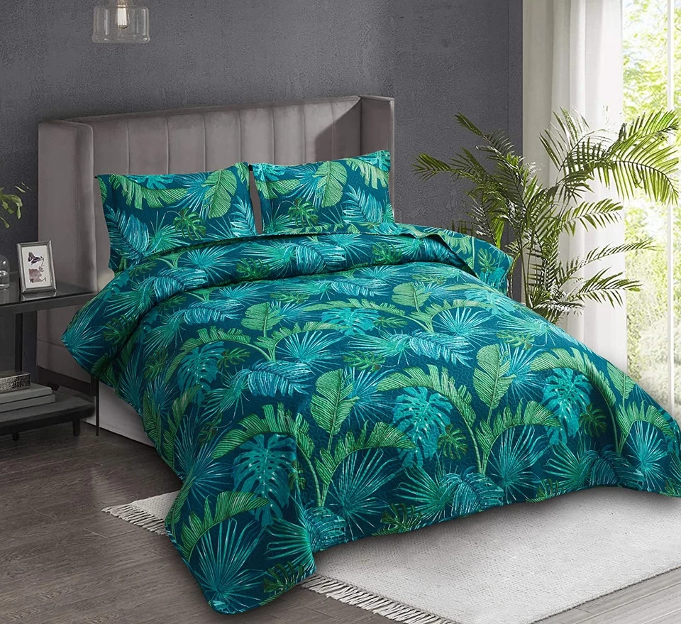 Bedspread Coverlet Set King Size Quilts Bedding Leaves Quilts Spring Summer - Image 2 of 4