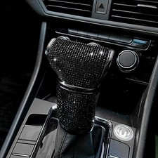 Auto Gear Shift Knob Cover Bling Car Knob Gear Stick Protector PU Leather Black
