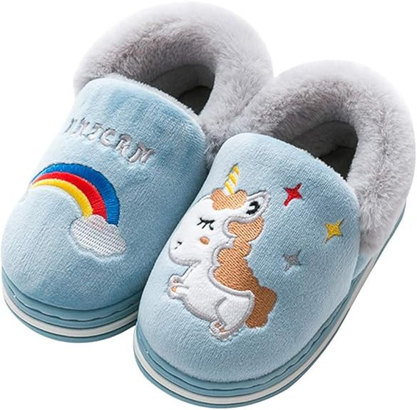 APL Kqpoinw Ciabatte Bambina Unicorno Ciabatte Peluche Azzurro Chiaro EUR 22 23