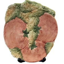 Italian Majolica style Tomatoes & leaves plate Serving Dish  9.5" ( no stand)