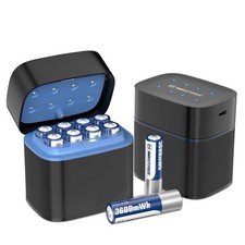 Rechargeable AA Batteries Lithium with Charger 8-Pack 1.5V 3600mWh Double A B...