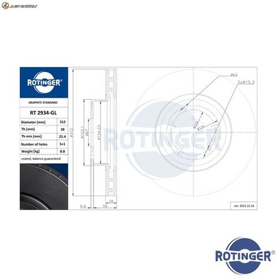 2x BREMSSCHEIBE RT 2934-GL FÜR MERCEDES-BENZ E-CLASS/Platform/Chassis/T-Model  