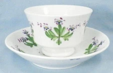 Sprig Cup & Saucer Soft Paste Handleless Johnny Jump Up Flowers Antique #4