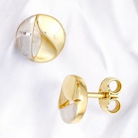 Ohrstecker Rund 333 Gold Gelbgold Bicolor Mattiert Ohrringe Goldohrstecker