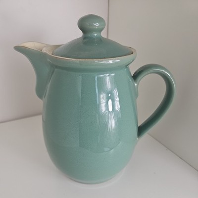 Denby Manor grün 2 1/2 Pint Kaffeekanne Teekanne Vintage gebraucht Teeservice Steingut