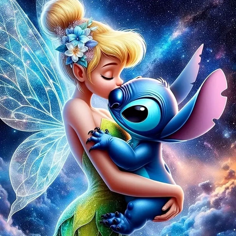 LAST ONE---DISNEY "TINKERBELL & STITCH" Full Drill-5D-Diamond Painting Kit