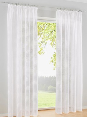 Gardine Weiß 175x130cm (2) Heine gestreift 1tlg. ''offwhite'' 4.6467